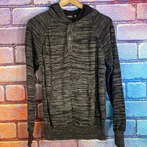 Guess Hoodie Women's Sweatshirt Medium Logo Button Up Pullover Gray